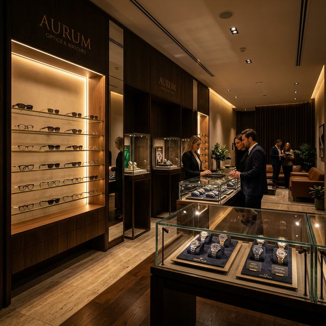 Luxury eyewear and watches display